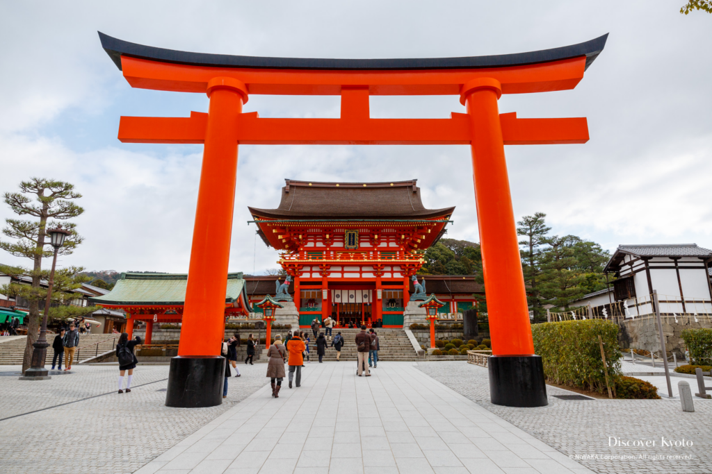 Fushimi Inari Shrine’s iconic red torii gates in Kyoto.